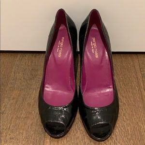Sergio Rossi Eel Peep-Toe Black Pumps in size 40